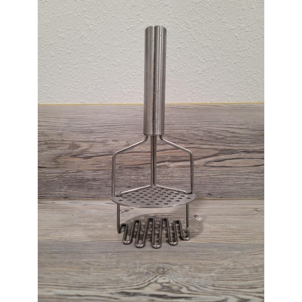 Stainless steel dual action potato masher perforated ricer disc no lump masher